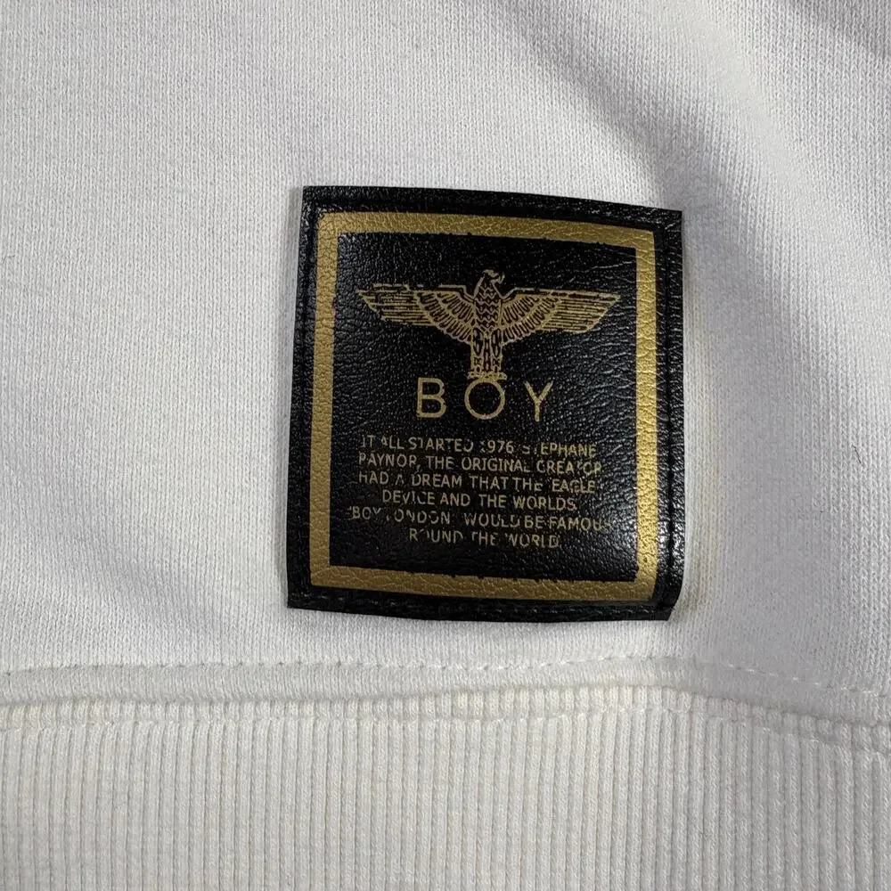 BOY London White‎ Eagle Logo Graphic Crewneck Sweatshirt Women Sz L Preowned